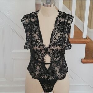 AVID LOVE Lace Teddy Black Bodysuit Size XL